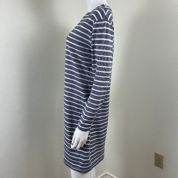 Sail to Sable Womens Size L Blue White Textured Striped Cotton Mini Shift Dress - Picture 8 of 15